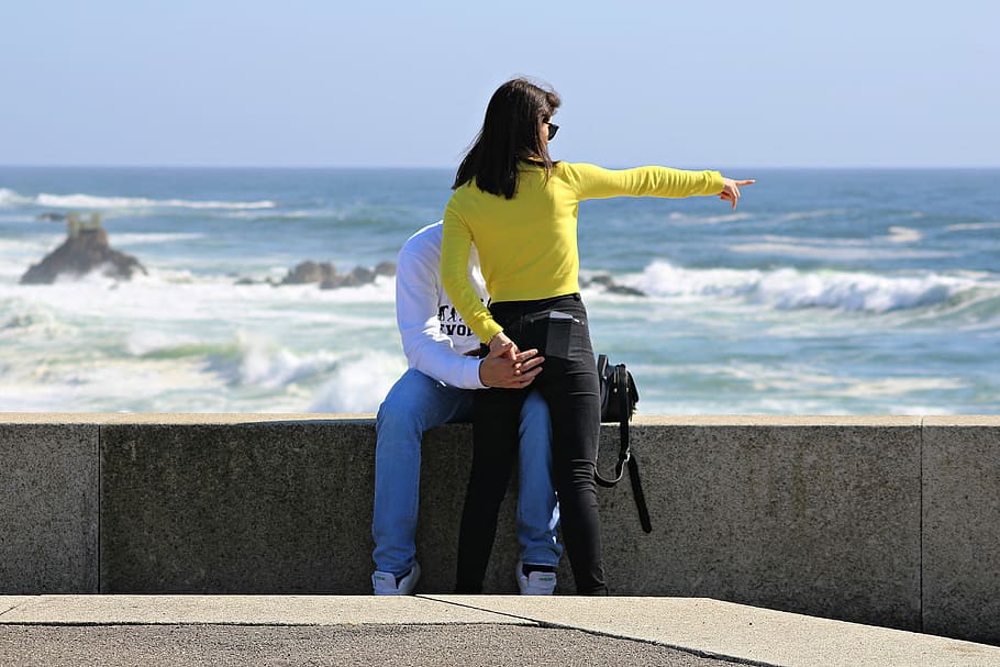 Sol, Beira Mar, Waves, Boyfriends, woman, water, blue, horizon HD wallpaper