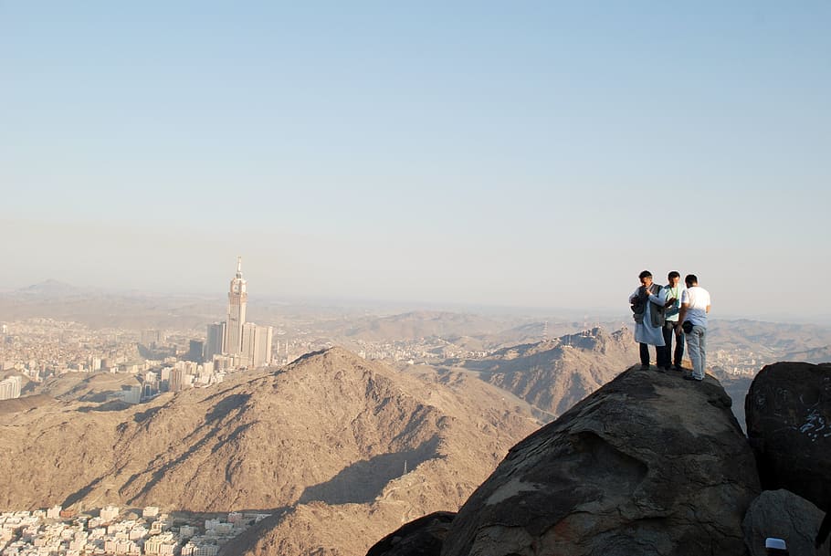 view, mountains, sky, cloud, nature, distant view, mecca, sunrise HD wallpaper