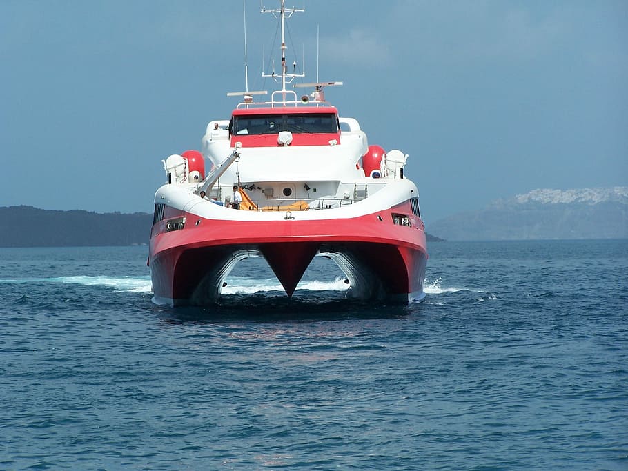 Ferries, Santorini, Supercat, Boot, open sea, yacht, travel HD wallpaper