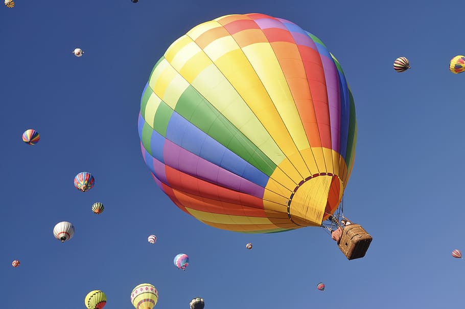 sky, balloon, air, fly, hot air balloon, fun, high, fire, blue HD wallpaper