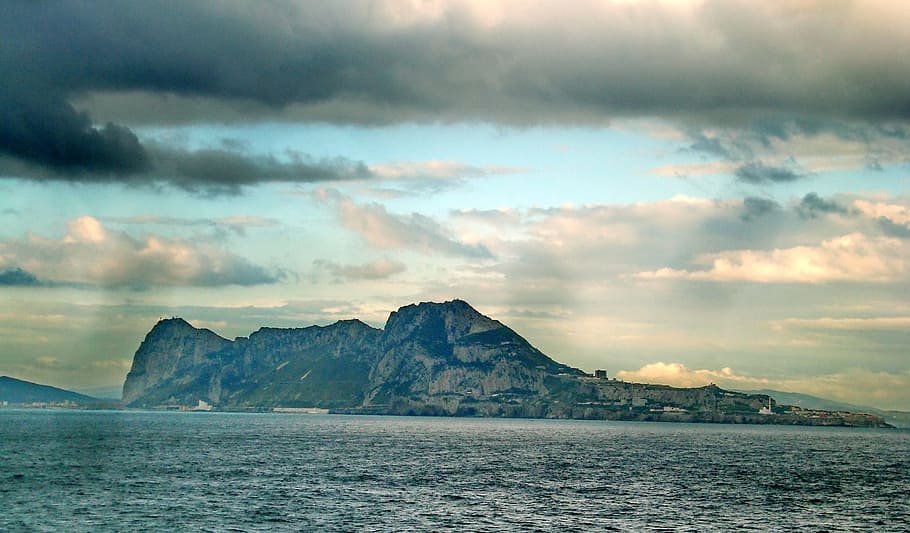 gray clouds over rocky mountain, gibraltar, strait, mountains
