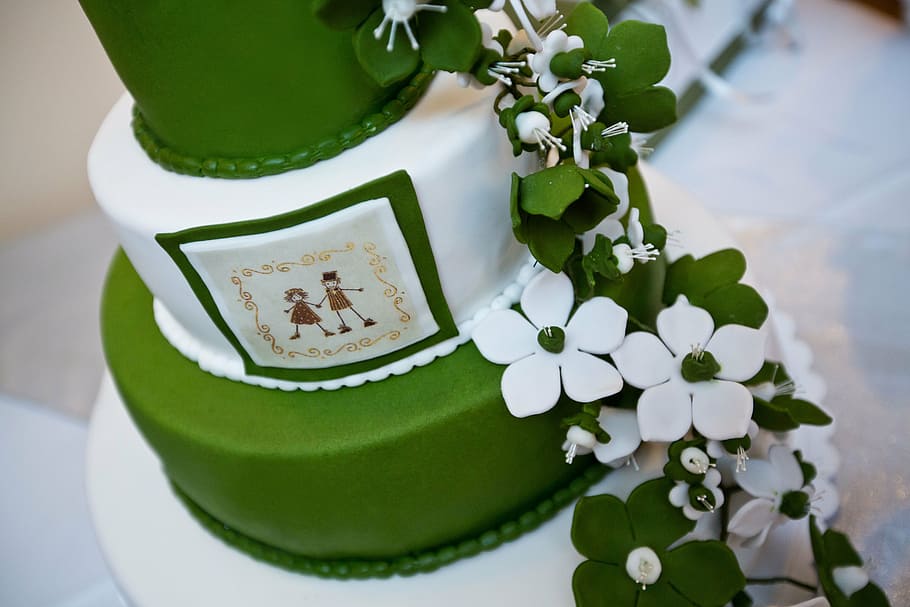 wedding, cake, green, green color, leaf, no people, plant part HD wallpaper