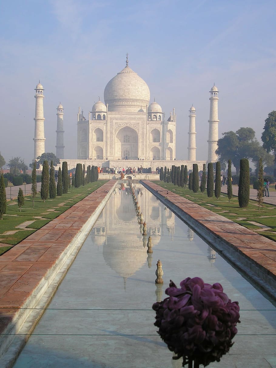 Taj Mahal, india, agra, tomb, monument, basin, marble, memorial, HD wallpaper