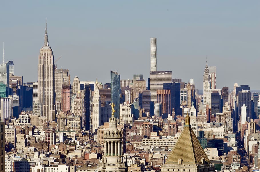 cityscape of building at daytime, aerial photograph of cityscape HD wallpaper