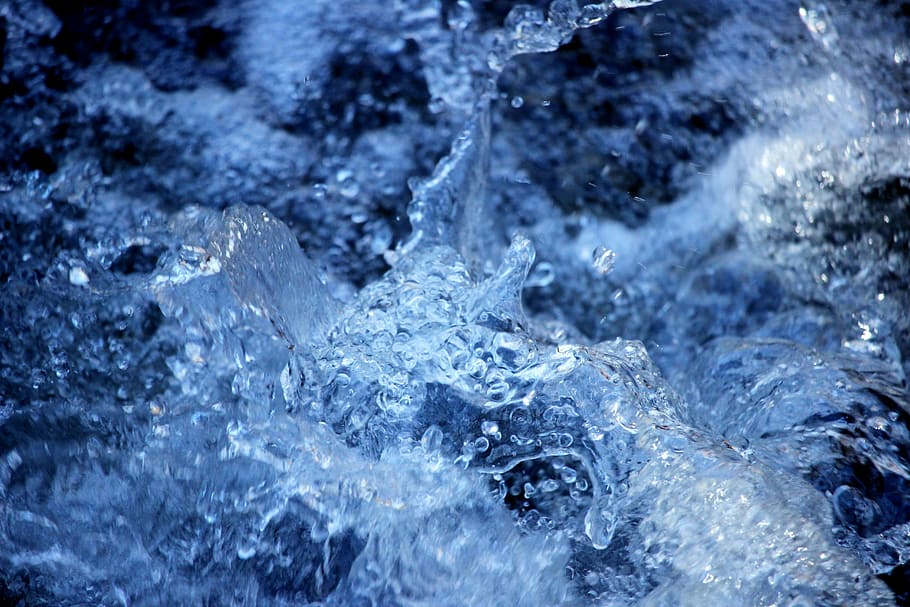 close-up of water, splash, blue, liquid, drop, clean, water drop, HD wallpaper