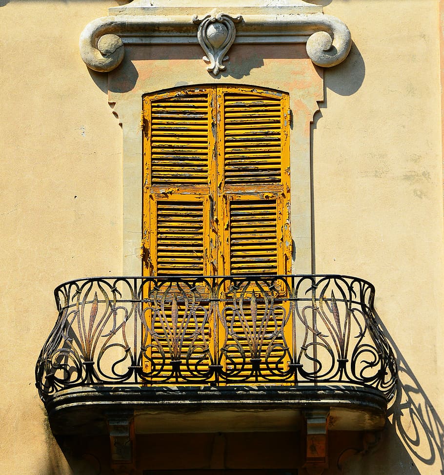 Shutters, Balcony, Old, metal, old-fashioned, retro styled HD wallpaper