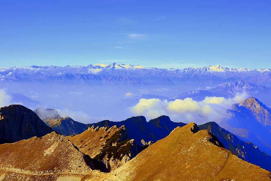 mountains, clouds, landscape, sky, carega, italy, small dolomites HD wallpaper