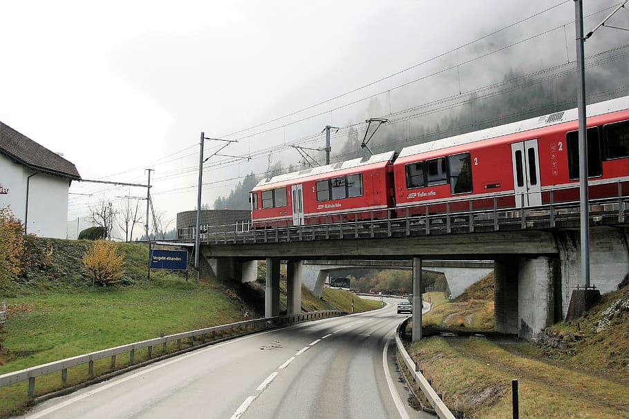 train, speed, pull station, the viaduct, the height of the HD wallpaper