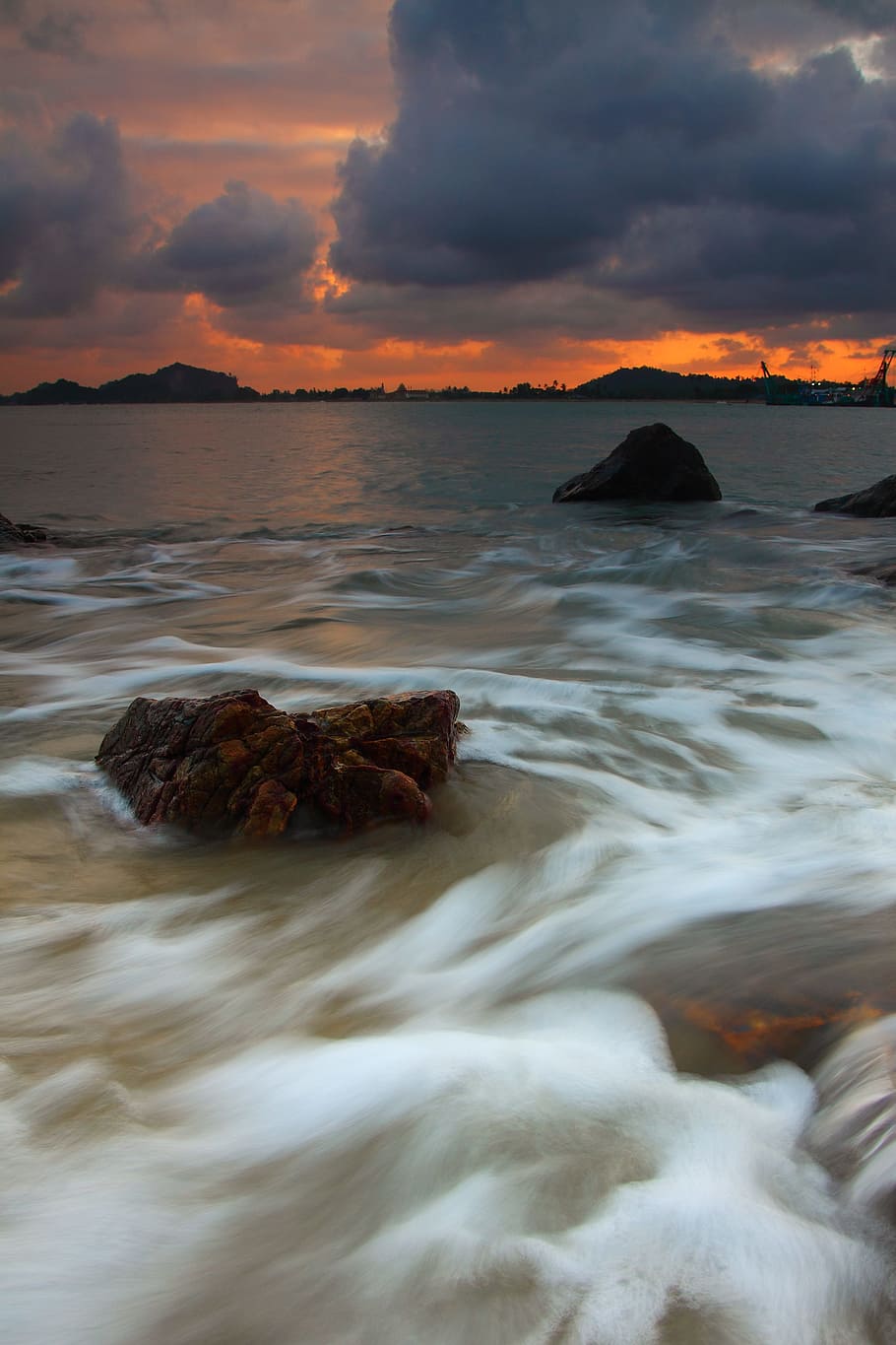 sea, dawn, landscape, nature, beach, clouds, long exposure, ocean HD wallpaper