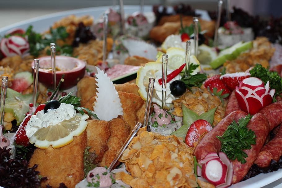 Canape, Chunks, Odds, Buffet, odds and ends, eat, party, cold buffet HD wallpaper