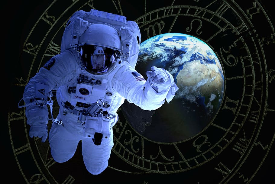 astronaut on outer space digital wallpaper, astronomy, astrology, HD wallpaper