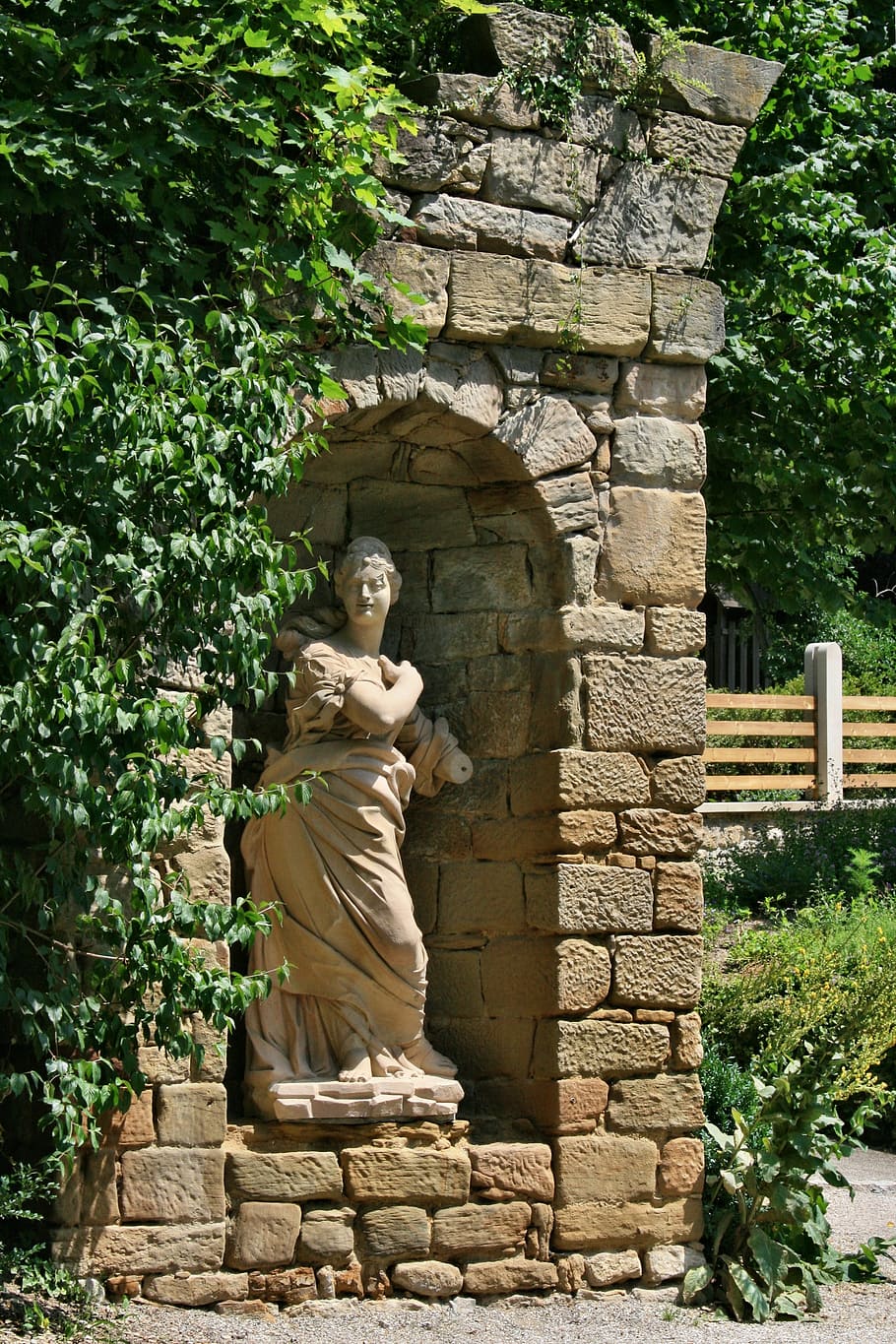 statue, masonry, plant, garden, architecture, famous Place HD wallpaper