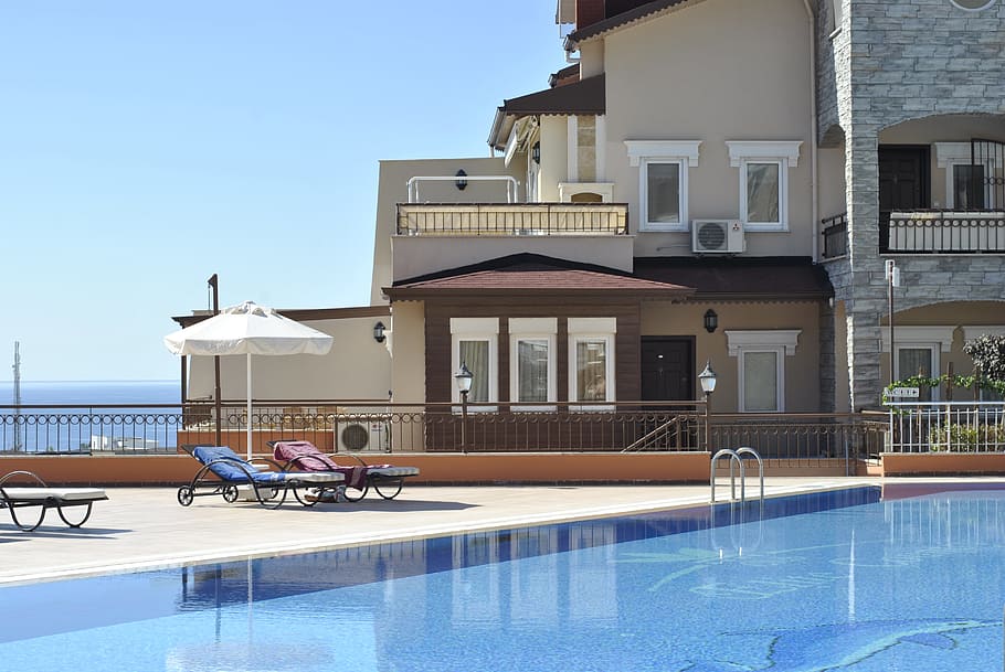 alanya, turkey, luxury, architecture, modern, water, swimming pool, HD wallpaper