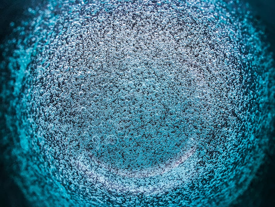 bubbles, water, abstract, blue, macro, bokeh, close-up, pattern HD wallpaper