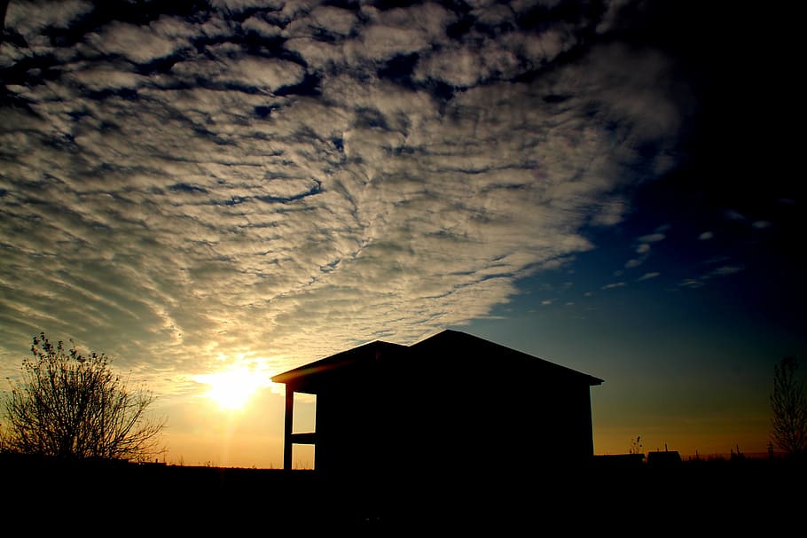 sunset, sky, cloud, building, silhouette, built structure, architecture HD wallpaper