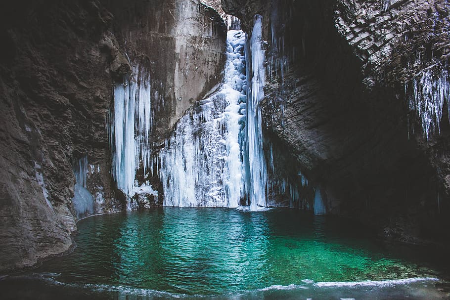 water, falls, liquid, ice, solid, cold, peace, vacation, trip HD wallpaper