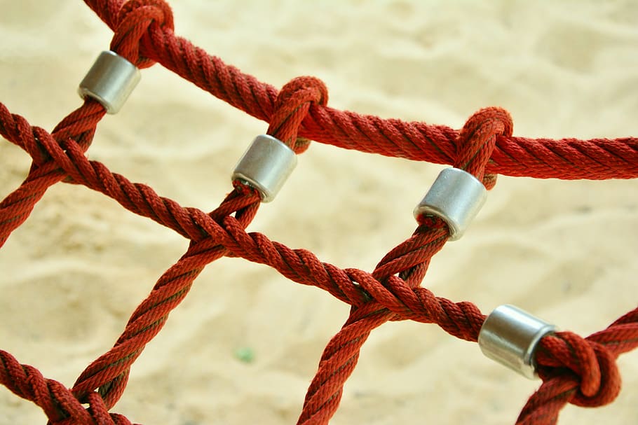 brown net, network, playground, game device, security, children's playground HD wallpaper