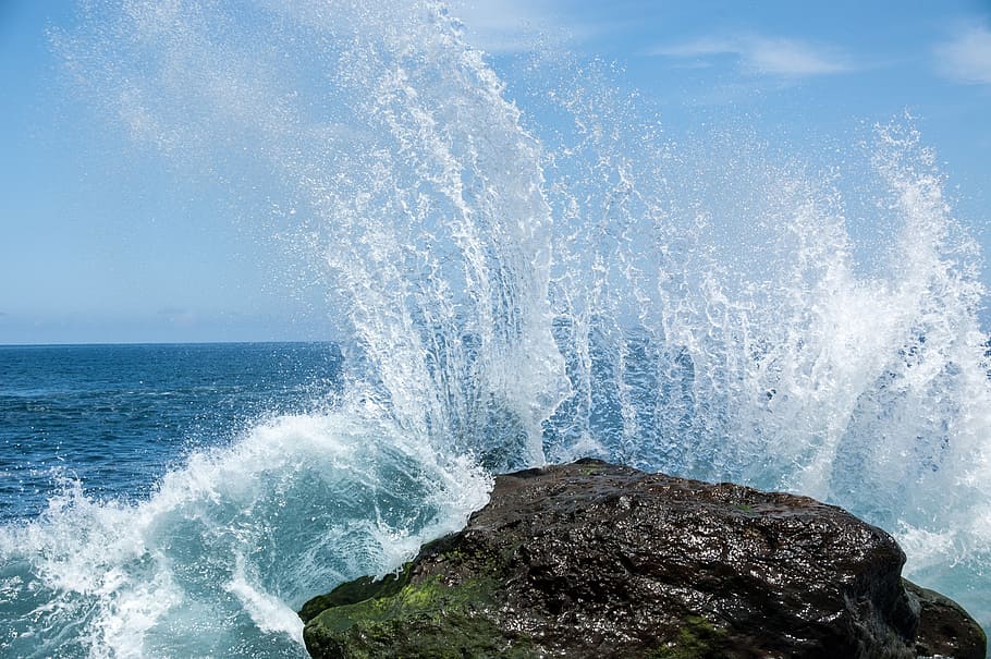 Hd Wallpaper Ocean Wave Hit Rock Water Inject Tenerife Nature Sea Blue Wallpaper Flare