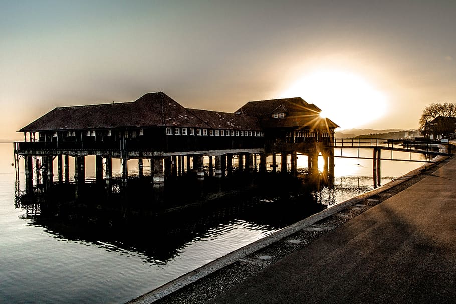 waters, dawn, sunset, dusk, architecture, built structure, sky HD wallpaper