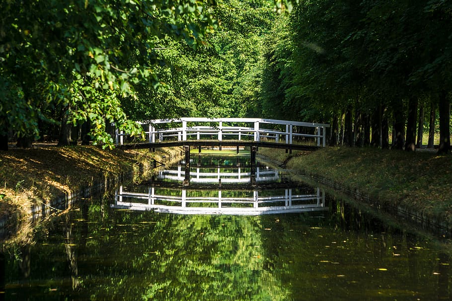 bridge, river, architecture, water, landscape, reflection, white HD wallpaper