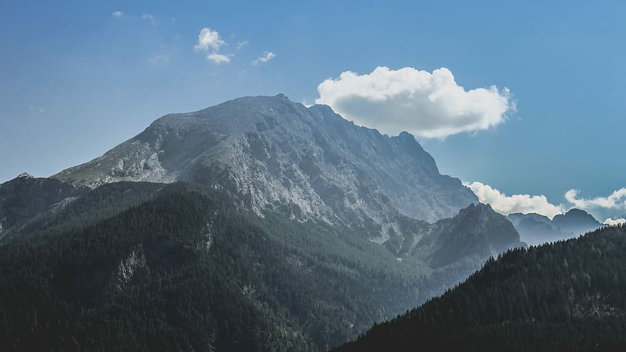 mountain scenery during daytime, mountain and forest, cloud, sky HD wallpaper