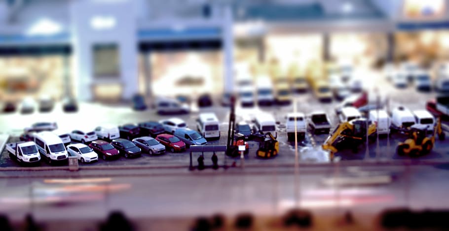 tilt shift, toy, high, selective focus, transportation, city HD wallpaper