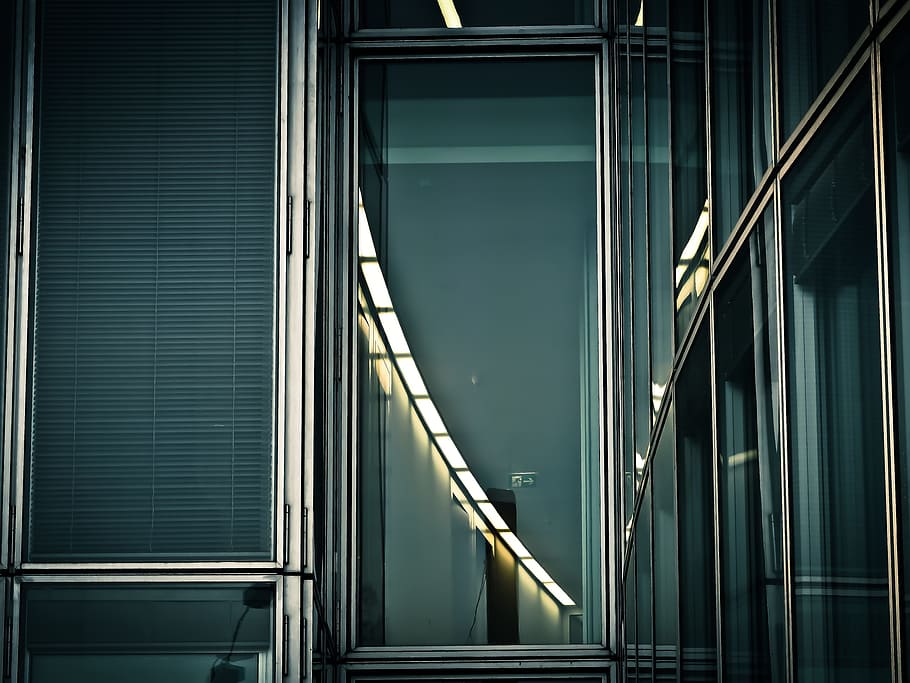 closed clear glass door, architecture, window, facade, building HD wallpaper