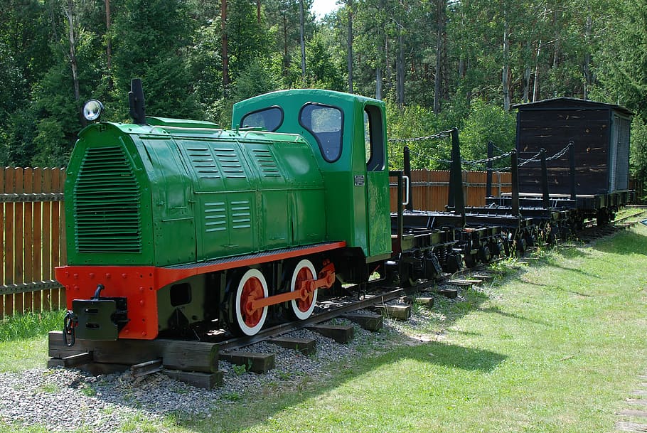 railway, machine, tech, mode of transportation, green color HD wallpaper