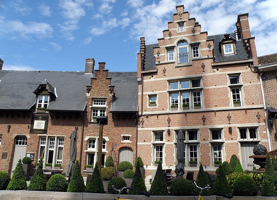bazel, belgium, gable, pediment, building, architecture, front HD wallpaper