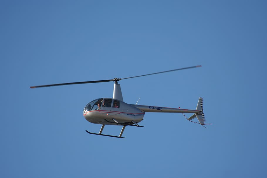 helicopter, fly, sky, air vehicle, clear sky, mode of transportation HD wallpaper