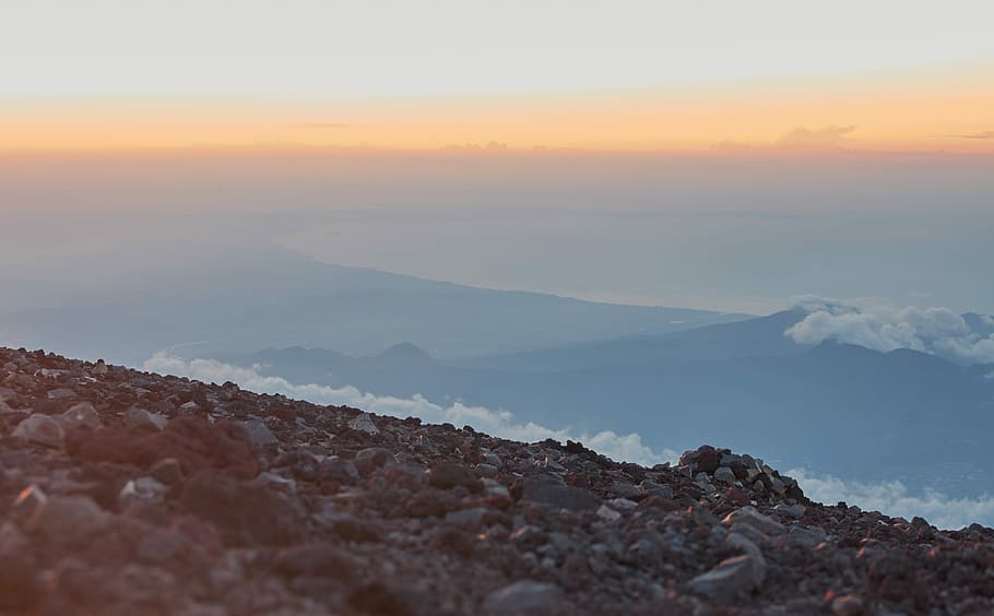 mountain ranges during daytime in landscape photography, aerial photography of mountain at daytime HD wallpaper