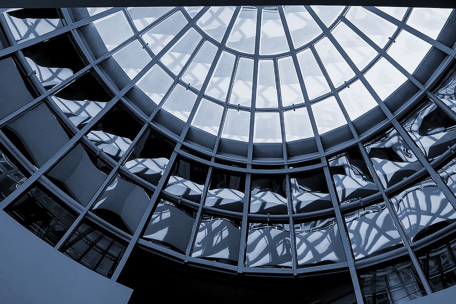 architecture, glass skylight, canopy, window, reflection, modern HD wallpaper