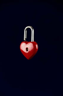 red and silver-colored heart padlock, castle, security, love HD wallpaper