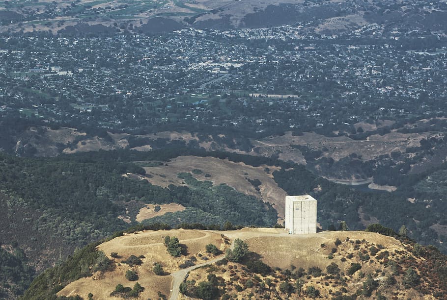 aerial photography of white building on hill, view, city, daytime, HD wallpaper