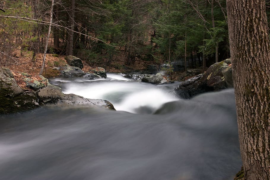 water, creek, river, stream, flow, motion, wild, white, rapid HD wallpaper