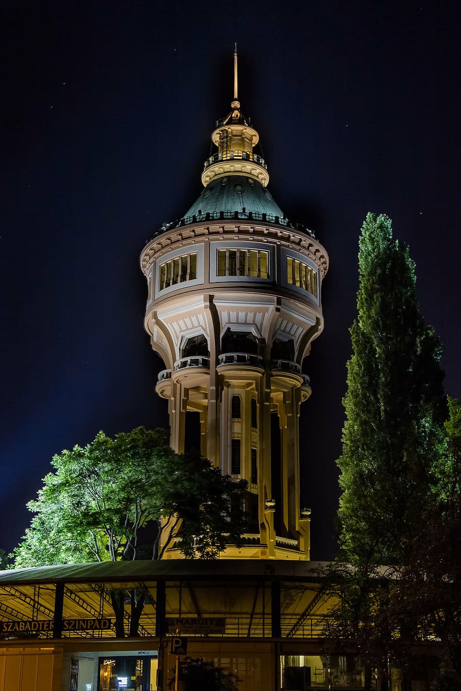 tower, water tower, building, at night, budapest, capital, urban HD wallpaper