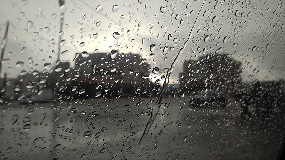 rain, drop, wet, waterdrop, bubble, glass - material, transparent HD wallpaper