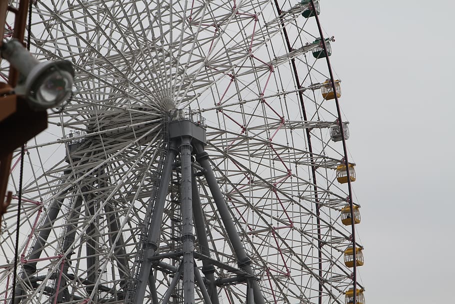 sky, osaka, wheel, low angle view, amusement park, amusement park ride HD wallpaper