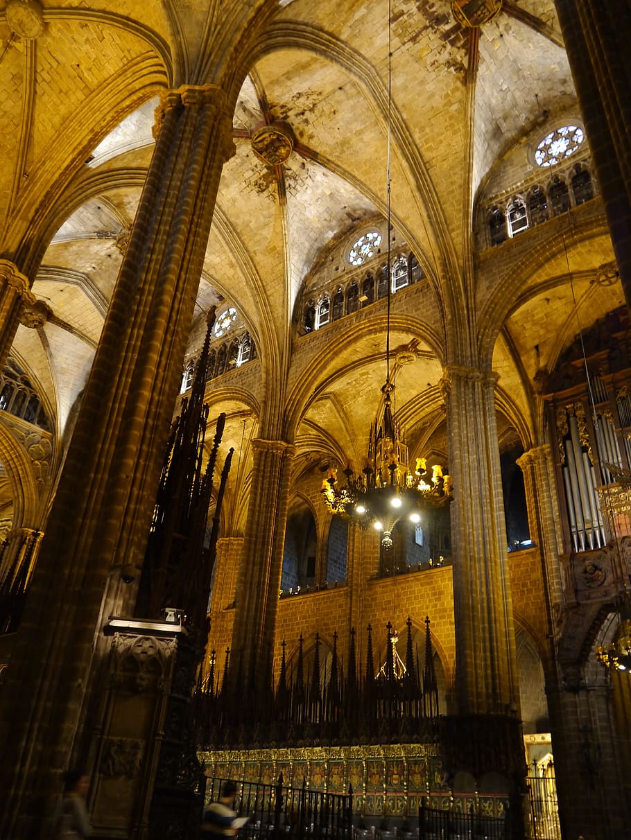 cathedral, pillars, architecture, religion, building, church HD wallpaper