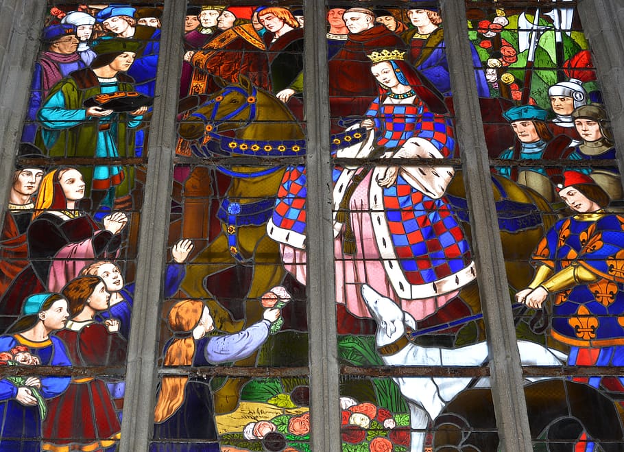 stained glass, stained glass windows, stained glass-church of dinan, HD wallpaper