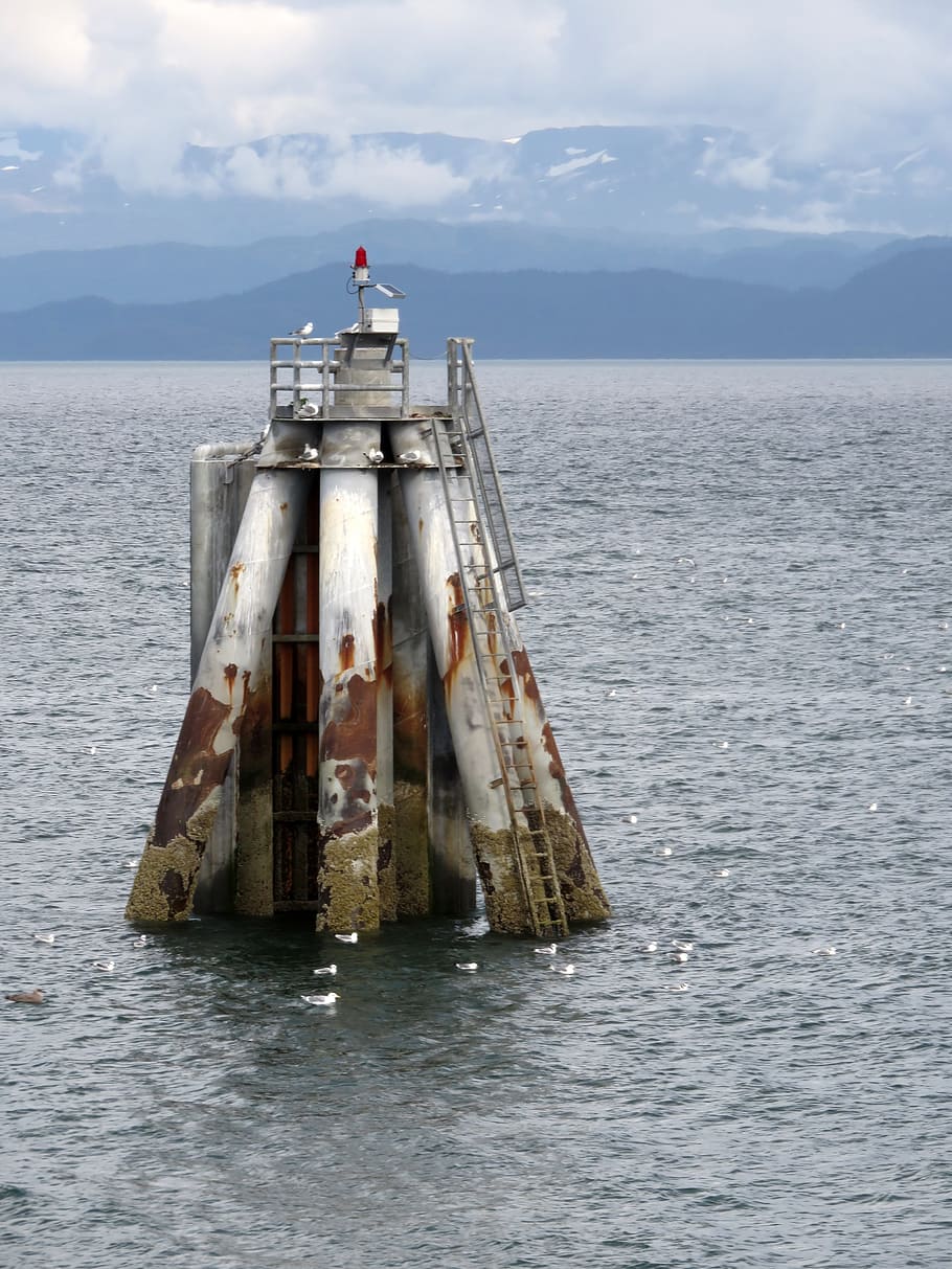 alaska, ocean, warning, light, sea, bay, water, navigate, buoy HD wallpaper