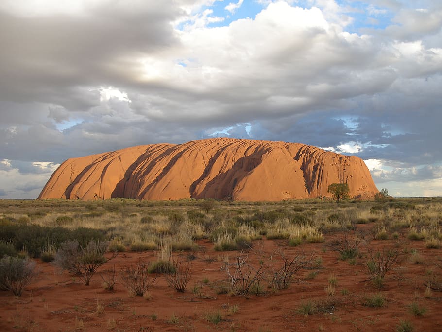 Uluru, Australia, ayers rock, outback, australian outback, sunset, HD wallpaper