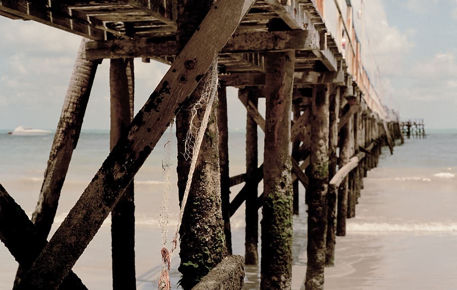 pier, sea, ocean, beach, nature, dock, outdoor, coast, seascape HD wallpaper