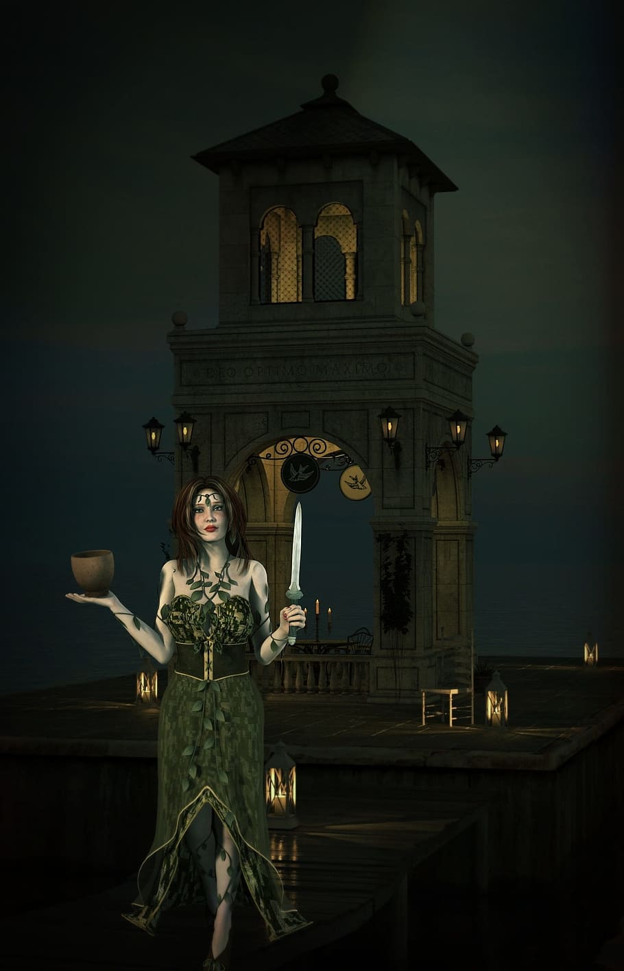 fantasy, dark, tower, surreal, artistic, dark side, artfully HD wallpaper