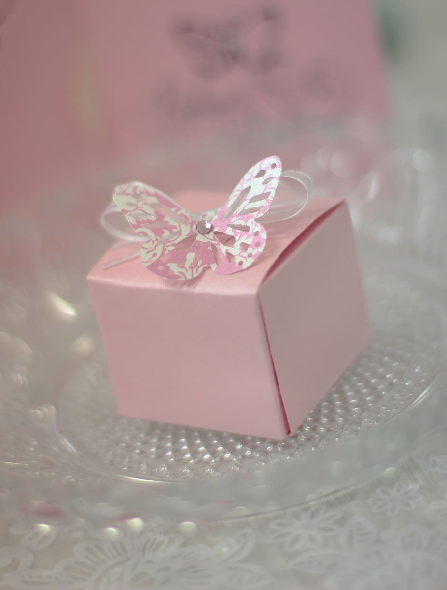 pink, butterfly, box, wedding, birthday, card, decorative, elegant HD wallpaper