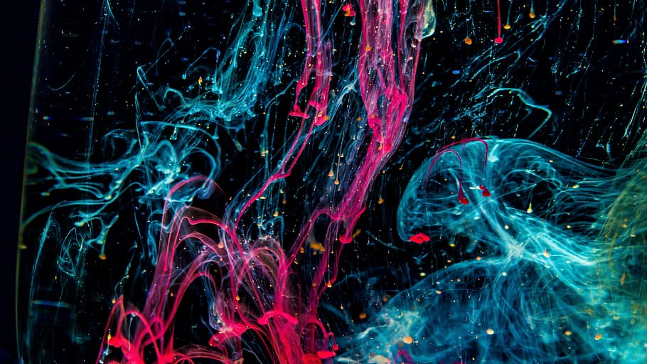 closeup photo of a blue and pink abstract painting, pattern HD wallpaper