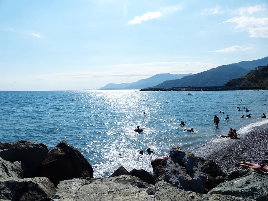 Swim, Holiday, Sea, Beach, Bathers, fun bathing, mediterranean, HD wallpaper