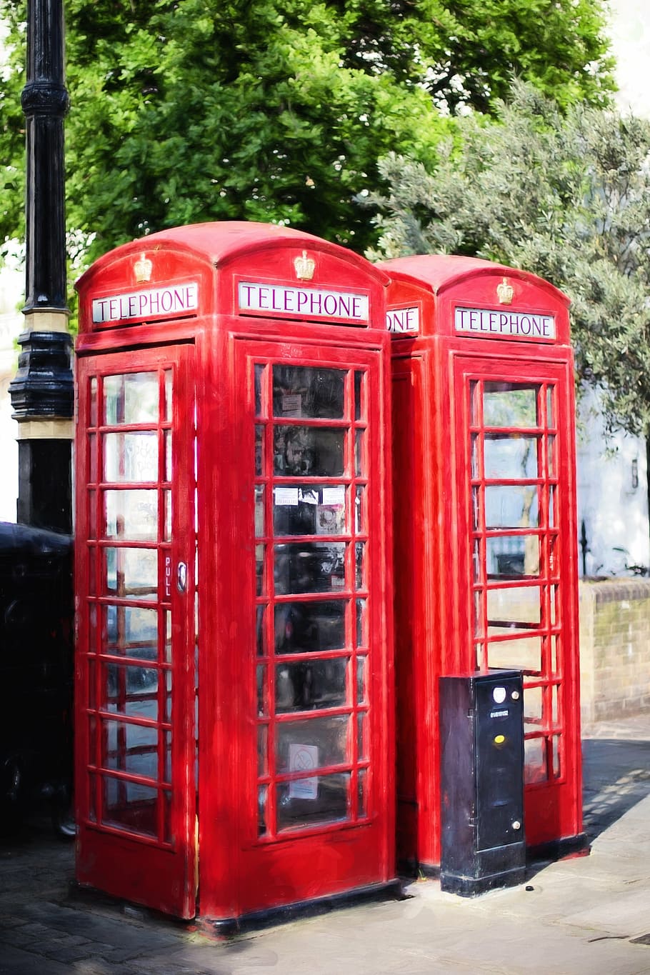 HD wallpaper: two red telephone booths, england, british, london, city ...