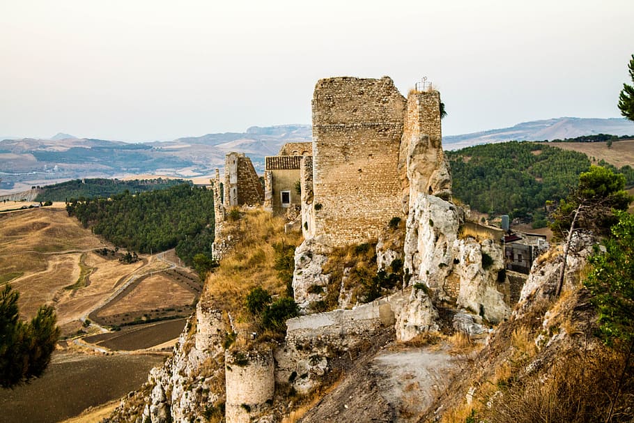 castle, middle ages, borgo, landscape, fortress, hills, torre HD wallpaper