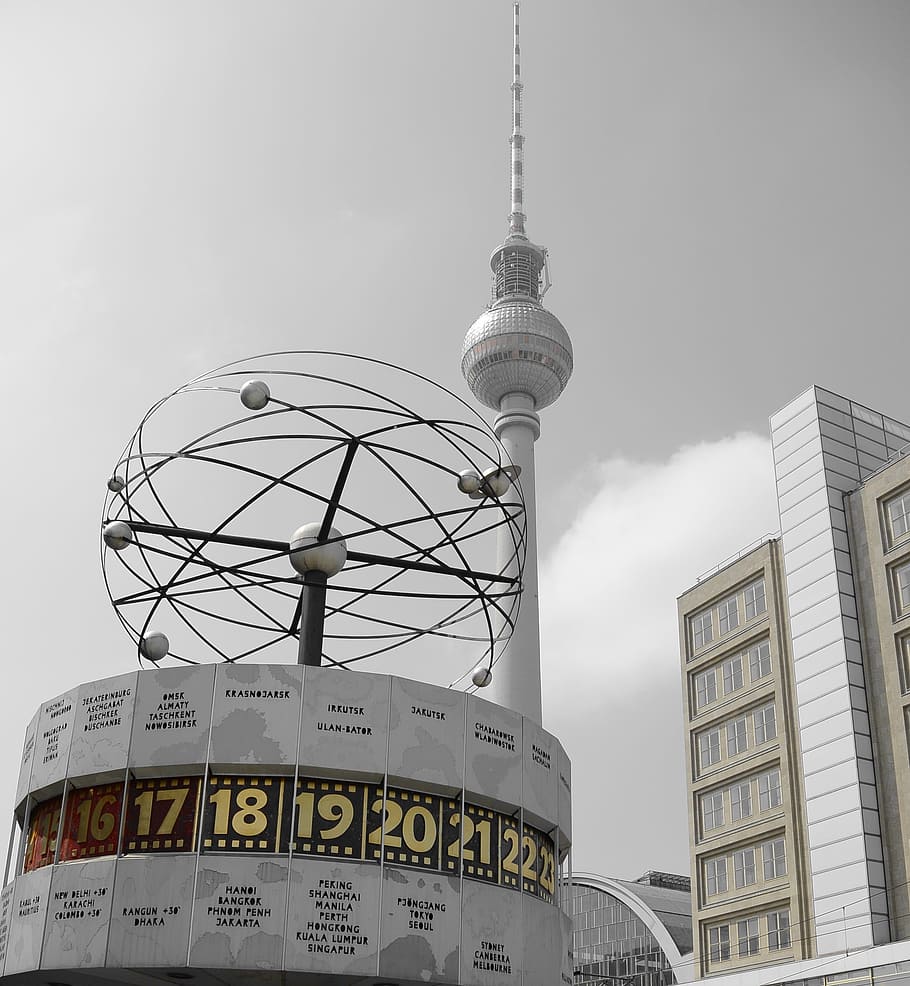 Berlin, World Clock, Germany, Tv Tower, alexanderplatz, communication, HD wallpaper